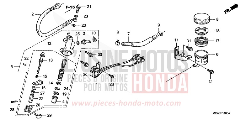 REAR BRAKE MASTERCYLINDER de Gold Wing NOVA BLUE METALLIC (PB356B) de 2005
